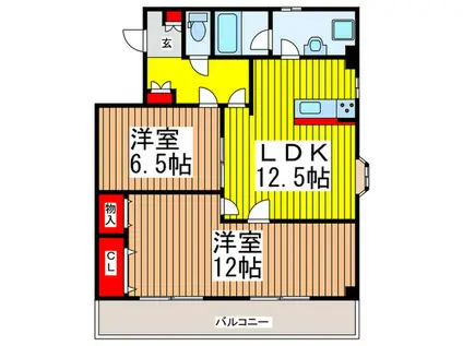 第73プレジデント吉敷(2LDK/6階)の間取り写真