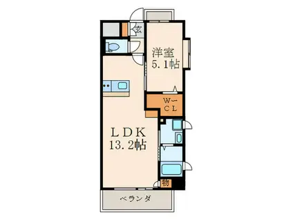 ギャラクシーヴィーラブライト(1LDK/13階)の間取り写真