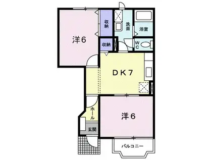 メゾン大安III(2DK/1階)の間取り写真