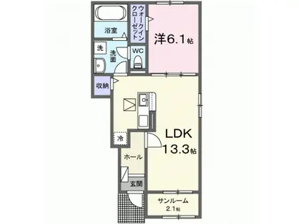 フロントパークひこねII(1LDK/1階)の間取り写真