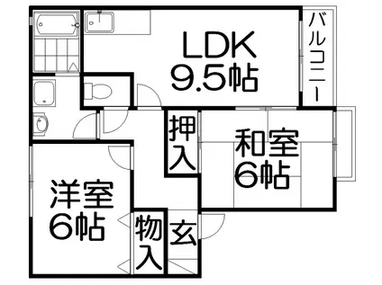 メゾン・ド・リブランA棟(2DK/2階)の間取り写真