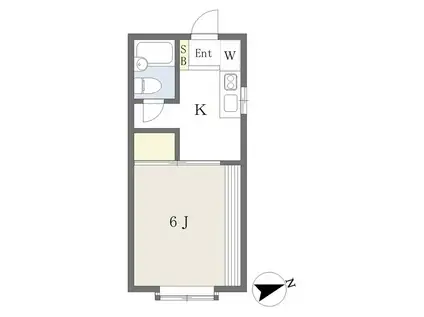 ジュネパレス島I(1K/2階)の間取り写真