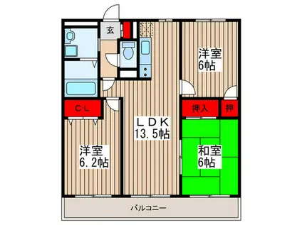 サンプレミール浦和(3LDK/2階)の間取り写真