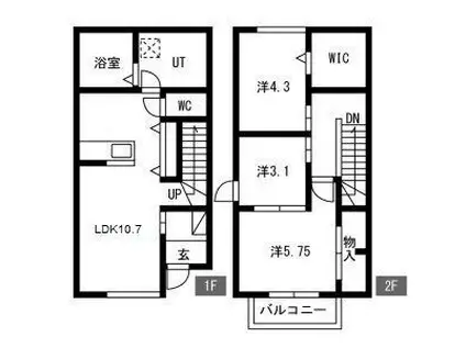 湘南新宿ライン宇須 宇都宮駅 バス乗車時間：21分 最寄りバス停で下車 徒歩6分 2階建 新築(3LDK/1階)の間取り写真