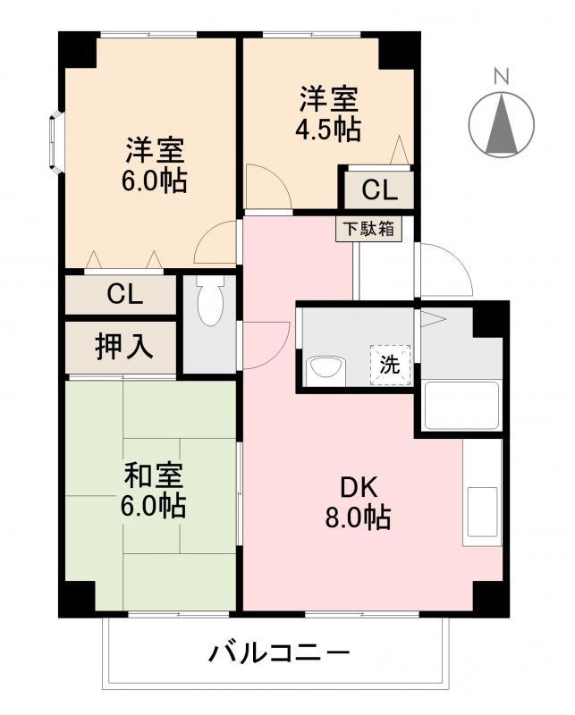 フォブール99(3DK/2階)の間取り写真