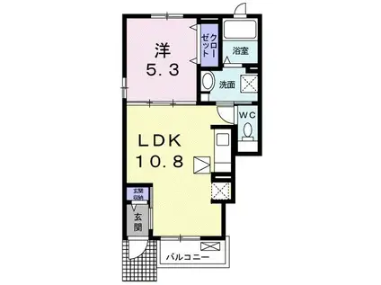 グレイスサイトE(1LDK/1階)の間取り写真