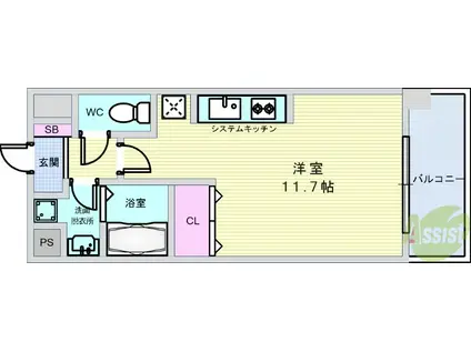 ホープ池田満寿美町(ワンルーム/4階)の間取り写真