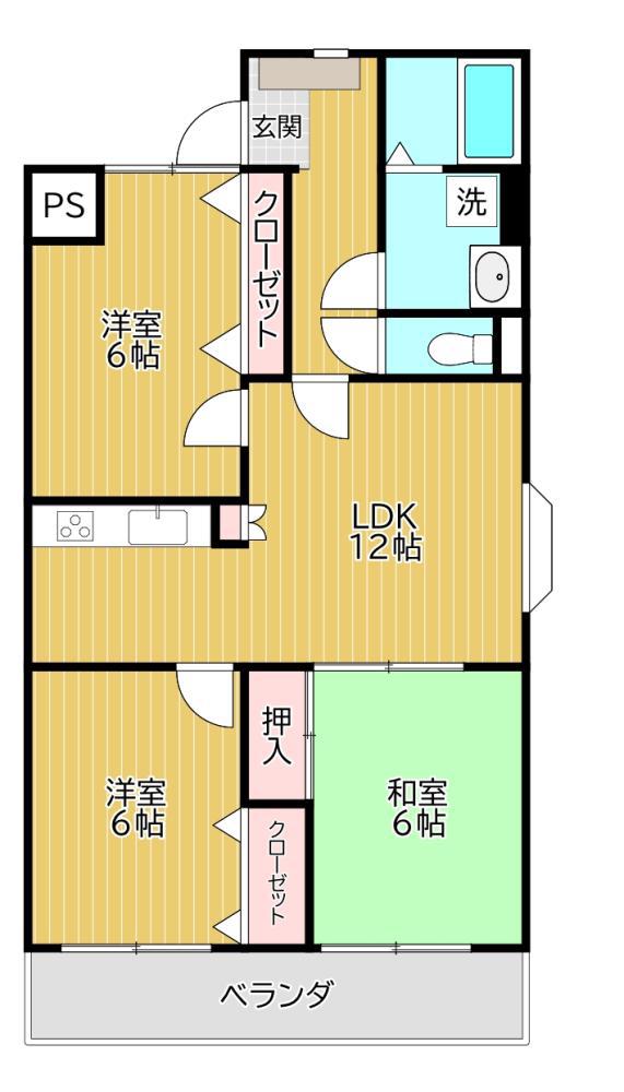 アビタシオン・オキ(3LDK/4階)の間取り写真