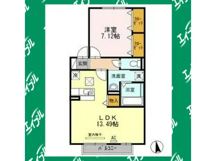 サンパルク(1LDK/1階)の間取り写真