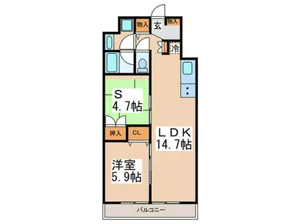 OKUDO TERRACE(1SLDK/2階)の間取り写真