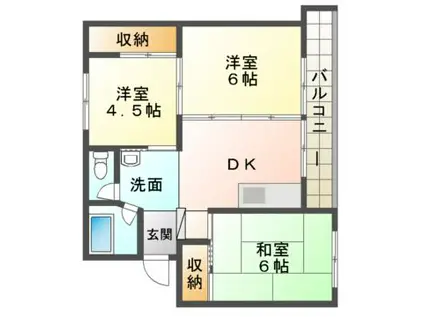 ビレッジハウス櫛引(3DK/5階)の間取り写真