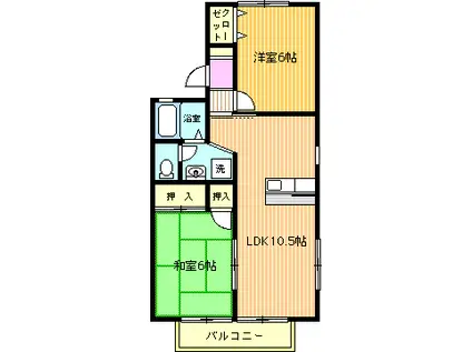 ゆうとだいえいB(2LDK/2階)の間取り写真