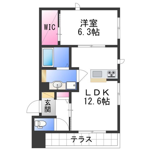 ハルミエールII(1LDK/1階)の間取り写真