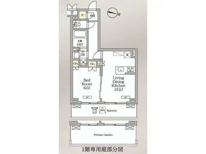 ミレーネ滝野川(1LDK/4階)の間取り写真
