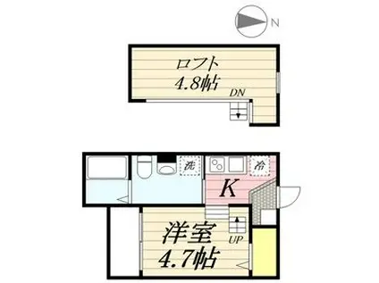 ドミトリー上高畑(1K/1階)の間取り写真