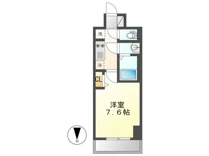 ディアレイシャス尾頭橋(1K/4階)の間取り写真