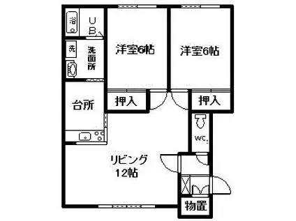 ROYAL・FAMILIA(2LDK/2階)の間取り写真
