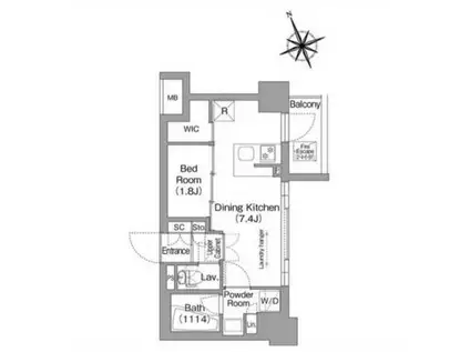 コンフォリア東葛西(1DK/6階)の間取り写真