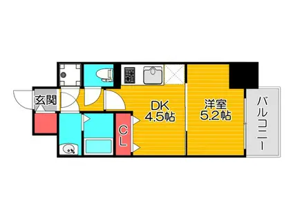 レジュールアッシュ アーバンイール(1DK/3階)の間取り写真