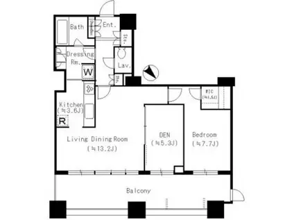 芝浦アイランド ケープタワー(1SLDK/41階)の間取り写真