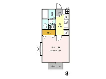 ハイツ暁苑-ハイツアカツキ-(1K/2階)の間取り写真