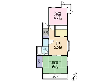 TEハイツ片瀬(2DK/2階)の間取り写真