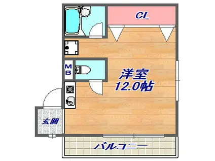 サンクチュアリ王子(ワンルーム/3階)の間取り写真