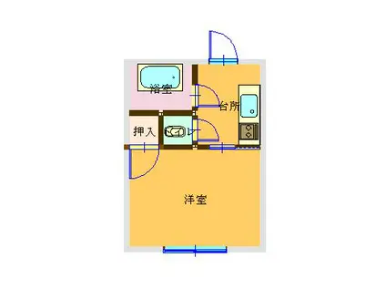 コーポ山下(1DK/2階)の間取り写真