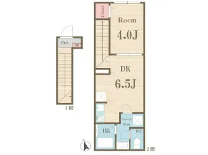 ベリエ池袋本町(1DK/2階)の間取り写真