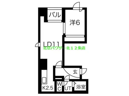 アムスアベニュー24(1LDK/6階)の間取り写真