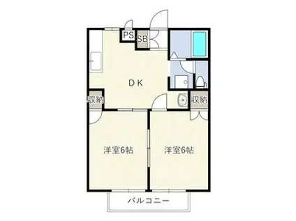 メッセA(2DK/2階)の間取り写真
