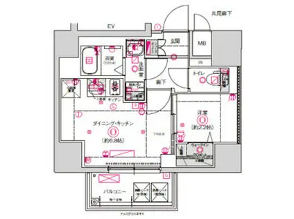 CREST TAPP東別院(1DK/2階)の間取り写真