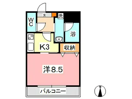 ラピス中庄駅前(1K/3階)の間取り写真