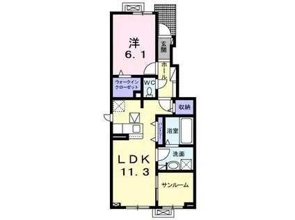 クラウンヒルズ(1LDK/1階)の間取り写真