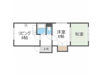 コーポ晶子館(2LDK/4階)の間取り写真