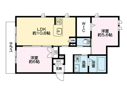 領家ヒルサイドコート(2LDK/1階)の間取り写真