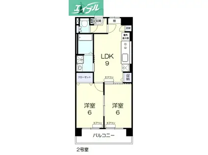 サングレース(2LDK/4階)の間取り写真
