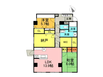 マルシェ・トヨカワ(2SLDK/1階)の間取り写真