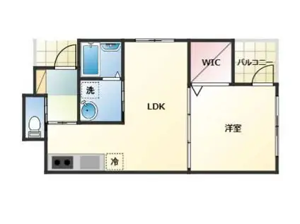 プライマル久留米(1LDK/1階)の間取り写真