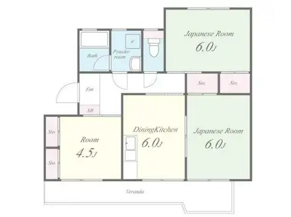 ライフマンション(3DK/3階)の間取り写真