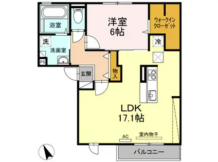 SUMIRE A棟(1LDK/2階)の間取り写真