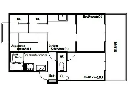 ビワァージュキヨタA棟(3DK/1階)の間取り写真