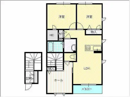 バンデ駒場(2LDK/2階)の間取り写真