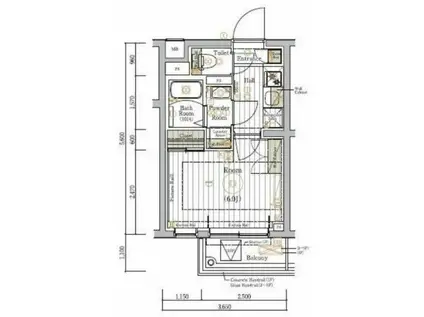 リライア登戸イースト SIDE(1K/3階)の間取り写真