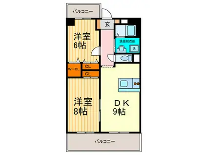 レジーナ錦小路(2DK/11階)の間取り写真