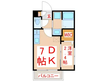 VOGUE(1DK/4階)の間取り写真