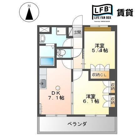 ウィステリアスプリングス(2DK/2階)の間取り写真