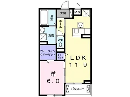 AFCレジデンス・II(1LDK/1階)の間取り写真