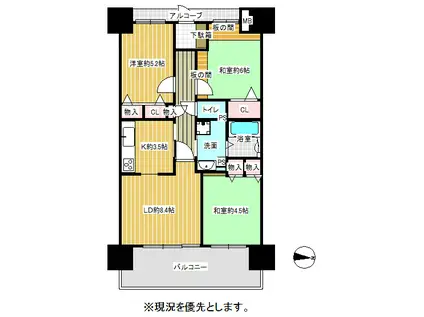 アルファステイツ片原町駅前(3LDK/10階)の間取り写真