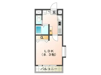 ノースヴィレッジ暁(1K/1階)の間取り写真